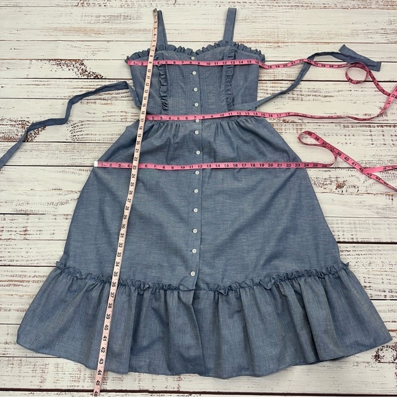 Vintage You Babes II by Fritzi Size 11 Chambray Blue Midi Sun Dress - Picture 11 of 13